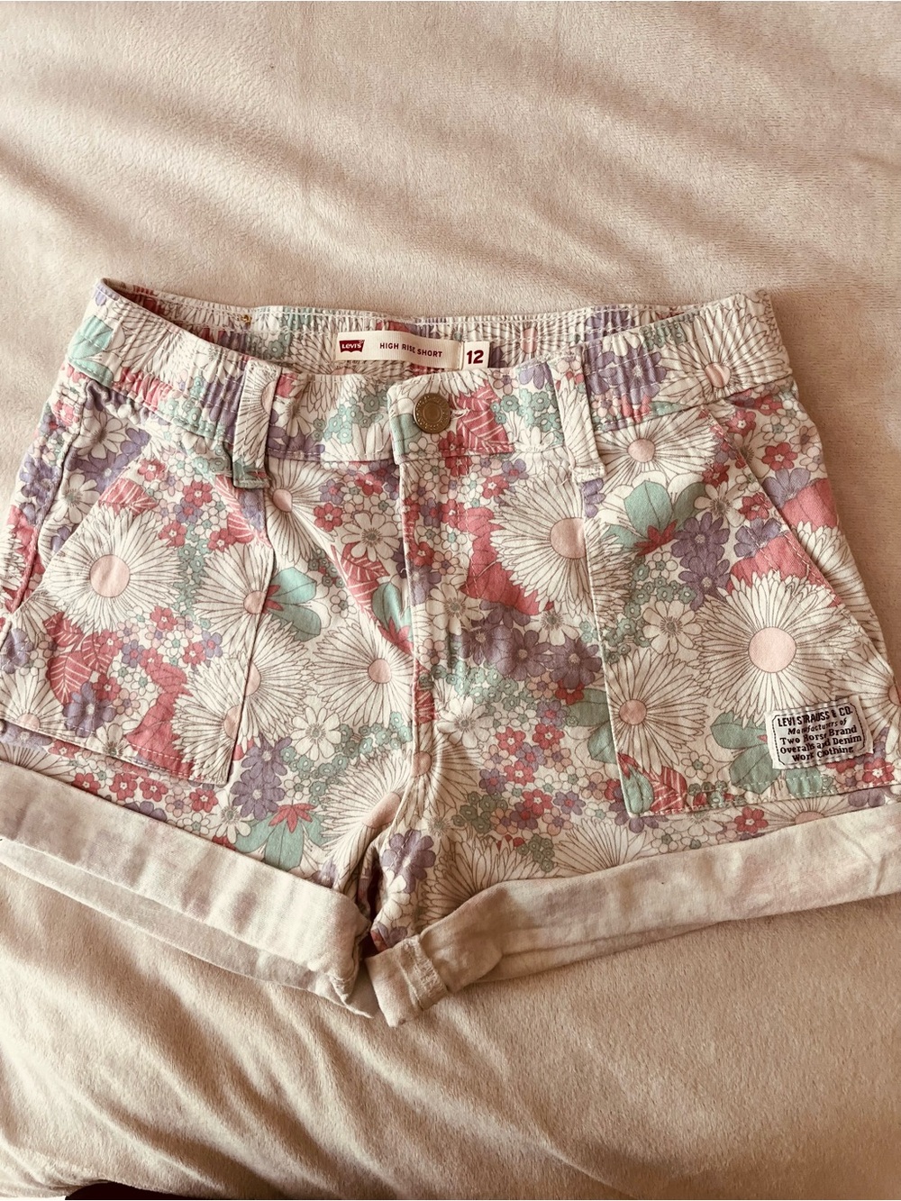 Kids Levi's Y2K  70s  Inspired Pastel Floral High-Waist shorts